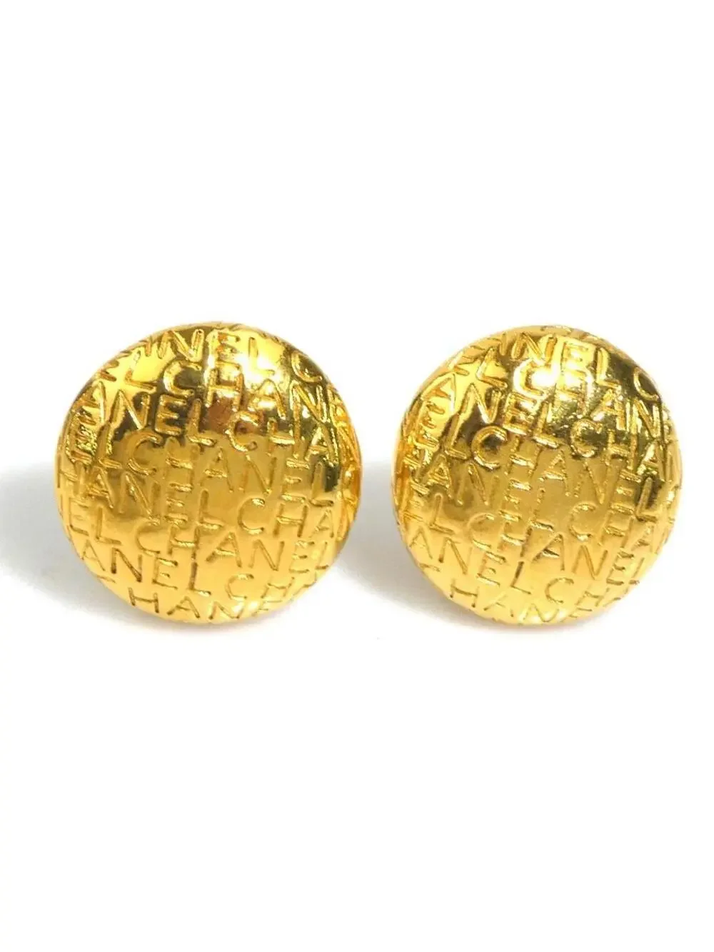 Auth Chanel Logo Clip On Earrings Gold #300098C26B